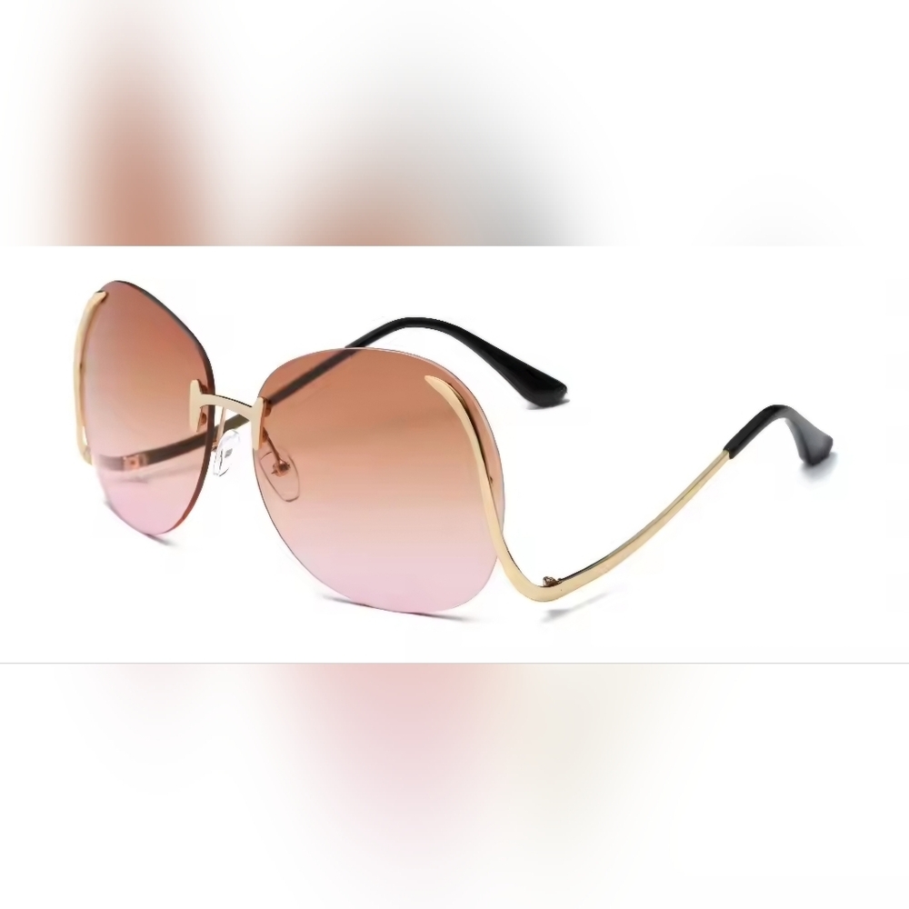 Oversized Rimless Statement Piece Sunglasses - Picture 3 of 4